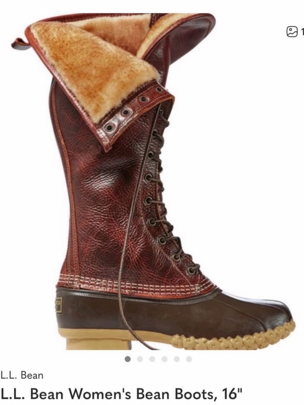L.L. Bean Women's Tall Shearling-Lined Winter Boots cognac red size 7